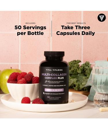 Vital Vitamins Multi Collagen Capsules with Biotin Hyaluronic Acid Vitamin C - Type I II III V X Peptides - Collagen Supplements for Men & Women - Hair Skin Nails Beauty Complex - 150 Count 150 Count (Pack of 1) Mul  - Buy Online on GoSupps.com