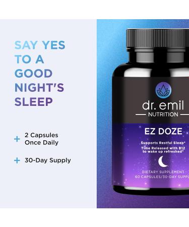 DR. EMIL NUTRITION EZ Doze Melatonin-Free Natural Sleep Aid with L-Theanine GABA & 5HTP - Extra Strength Sleeping Pills for Adults - Safe and Non-Habit Forming (60 Veggie Capsules) 60 Count (Pack of 1) Ez Doze - Buy Online on GoSupps.com