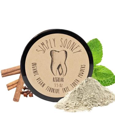 Remineralizing Organic Vegan Fluoride Free Tooth Powder Regular Formula Cinnamon and Clove Flavor Mineral Dry Toothpaste