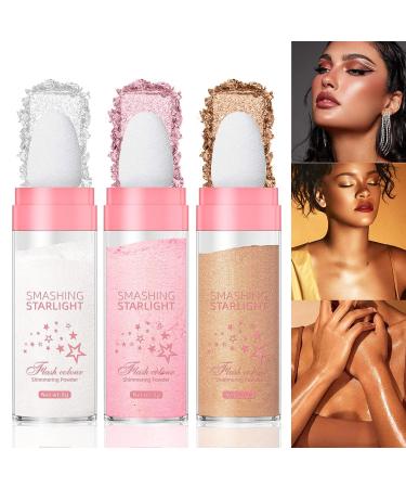 Body Glitter Highlighter Makeup Stick 2 Pcs - Shimmer & Shine High Gloss Blush Powder - Fairy Glitter Dust for Face, Body & Hair - White 01 - Buy Online on GoSupps.com