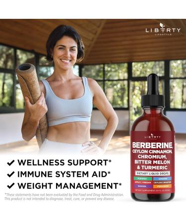 Berberine with Ceylon Cinnamon Supplement Liquid Drops + Bitter Melon Extract Glucomannan Gymnema Chromium Turmeric Panax Ginseng Moringa- 8 OZ 8 Fl. Oz (Pack of 4) - Buy Online on GoSupps.com