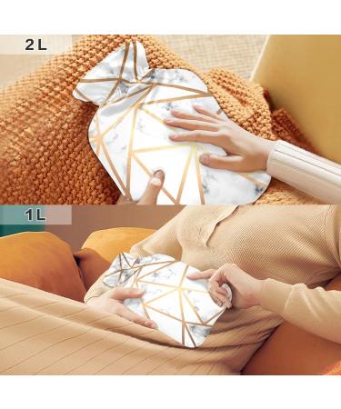Marble Golden Geometric Lines Hot Water Bottle - 2L Pain Relief & Cramps - Ideal for Soothing Comfort - Buy Online on GoSupps.com