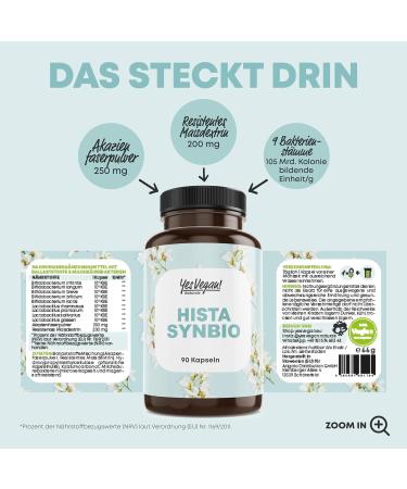 Hista Synbio (90 Capsules) | Vegan Lactic Acid Bacteria & Bifidobacteria for Histamine & Fructose Intolerance | 20 Billion CFU Daily Dose - Buy Online on GoSupps.com