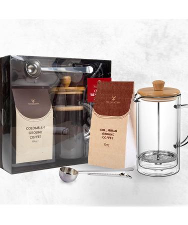 Coffee Gifts For Men - Cafetiere 4 Cup French Press Coffee Maker (600ml) With 120g Colombian Ground Coffee And Coffee Spoon Cafetiere Gift Set |Coffee Lovers Gifts For Men |Coffee Gifts For Women - Buy Online on GoSupps.com
