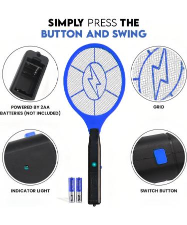 Electric Fly Swatter Racket - Outdoor/Indoor Bug Zapper Racket Battery Operated Mosquito Zapper & Pest Control for Home Office Backyard Camping - Non-Toxic Safe for Humans & Pets - 90-Day Trial - Buy Online on GoSupps.com