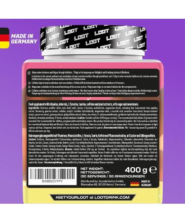 Buy Loot Game Booster - Enhance Concentration & Endurance | 50 Servings (400g) | Caffeine & 20 Unique Ingredients | Flow-State Formula - Pixel Peach - Buy Online on GoSupps.com