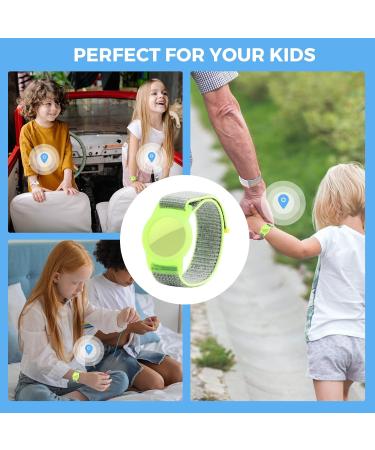 AirTag Wristband Kids (2 Pack) - Nylon Bracelet for Apple AirTag - Protective Cover with Strap - Lightweight Watch Band for Kids & Elders - Rainbow & Yellow - Buy Online on GoSupps.com