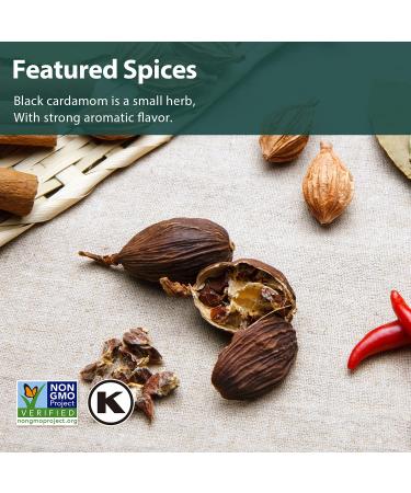 Soeos Black Cardamom 6oz - Non GMO, Kosher, Smoky Flavor - Freshly Dried Cardamom Seeds and Pods for Asian and Indian Cooking - Buy Online on GoSupps.com