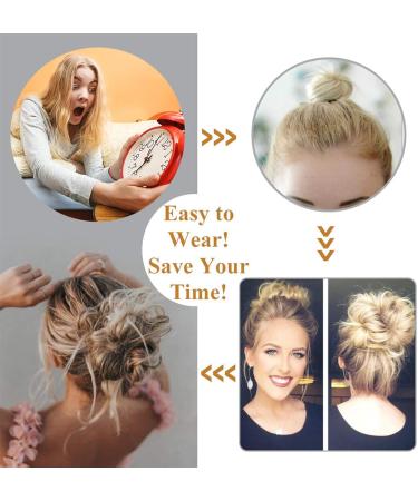 Tousled Updo Messy Bun Hair Piece | Synthetic Wavy Bun Extension | Fluffy Updo Scrunchy Chignon in Dark Black - Buy Online on GoSupps.com