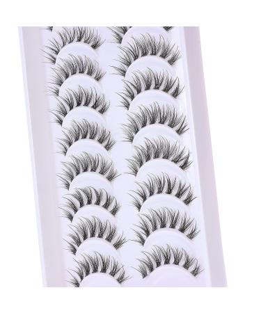 Manga Style Clear Band False Eyelashes - 10 Pairs | Spiky Japanese Korean Anime Look - Y18 | 12MM - Buy Online on GoSupps.com