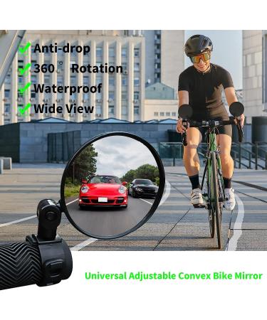 Ganwawo Bike Mirrors - 2 Piece Adjustable 360 Rear View Safety Mirror for Mountain & Road Bikes - Handlebar Rearview Mirror for eBikes - Buy Online on GoSupps.com