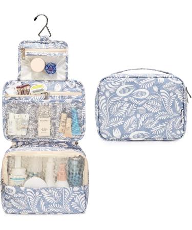 Women's Waterproof Travel Hanging Toiletry Bag - Blue Leaf Cosmetic Organizer - Buy Online on GoSupps.com