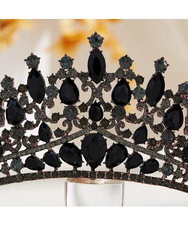 AW BRIDAL Baroque Black Queen Crown - Vintage Wedding Tiara for Bride - Ideal for Pageant, Quinceanera, Prom & Halloween - Buy Online on GoSupps.com