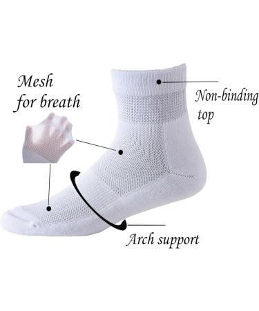 Yomandamor Men's Diabetic Cotton Ankle Socks (5-Pair) with Arch Support - Size 10-13 White - Comfort & Health for Diabetes - Buy Online on GoSupps.com