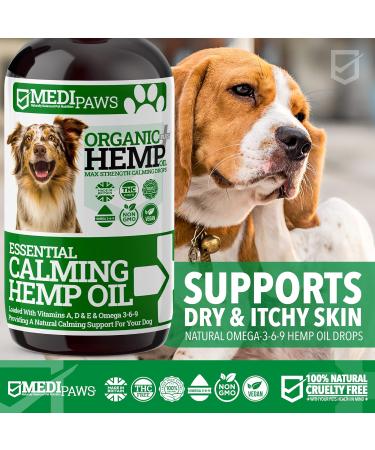 MediPaws Dog Calming Hemp Oil Supplement | Supports Healthy Joints | Omega 3 6 9 | Reduces Dog Barking | 50ml - Buy Online on GoSupps.com