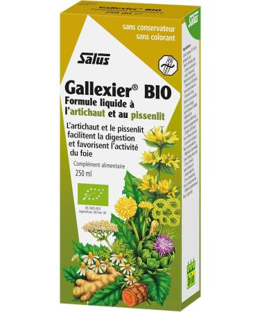 Salus Gallexier Bio - Liquid Food Supplement with Dandelion and Artichoke and 12 Vegetable Extracts - Facilitates Digestion and Good Functioning of the Liver and Stomach - 250 ml - Buy Online on GoSupps.com