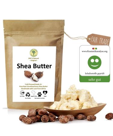 Green Valerie - Shea butter 250g unaffected Ivory White Karite - cold pressed (degree A+) PUR & Pure in the fresh pack - raw soap/soap base - The best vegan skin care product from fair trade