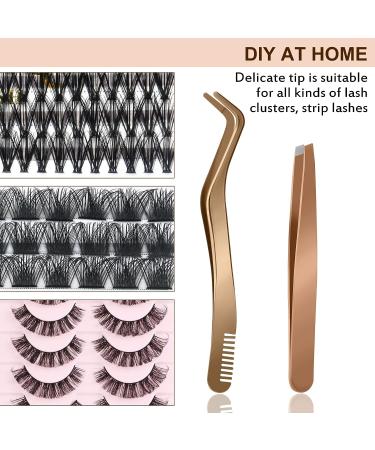 Gold Eyelash Applicator Tool Set for False Lash Clusters - 2 Pcs - Buy Online on GoSupps.com