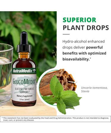 NutraMedix GlucoMedix - Bioavailable Cat's Claw & Stevia Liquid Drops - Metabolic Support to Help Maintain a Healthy Immune System - Daily Immune Support Tincture (4 Fl Oz) - Buy Online on GoSupps.com