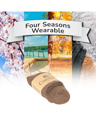 Cosyfeel Women Loose Diabetic Socks | 4-Pack Neuropathy Ankle Socks for Ladies | Super Soft Eco-Friendly Bamboo Material | Durable with Seamless Toe | Multicolour Patterns | 4 Seasons 4-7 HAZEL - Buy Online on GoSupps.com