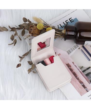 Stylish Lipstick Case with Mirror - Mini Lipstick Holder for Purse & Travel Makeup Pouch (White - Buy Online on GoSupps.com