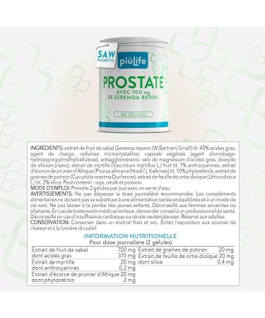 Saw Palmetto Prostate et Confort Urinaire Palmier Nain G lules 700mg par dose Pi Life 2/Jour Avec Pygeum Africanum et Myrtille Antioxydant 180 G lules Health Man 180 unit (Lot de 1) - Buy Online on GoSupps.com
