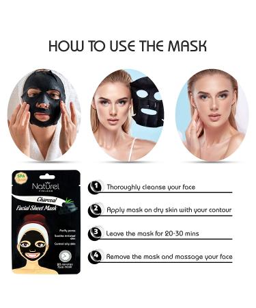 Korean Charcoal Black Face Mask Sheet - 6 Pack for Oily Skin and Pores - Buy Online on GoSupps.com