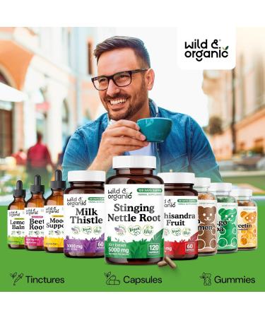 Wild & Organic Stinging Nettle Root Capsules 5000 mg - Urinary Support Supplement for Men & Women - 10:1 Stinging Nettle Root Extract - 120 Vegan Capsules - 120 Days Supply - Gluten-Free No Fillers 120 Count (Pack of 1) - Buy Online on GoSupps.com