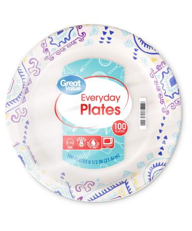 Great Value 8 5/8" Heavy Duty Premium Party Paper Plates, 100 ct
