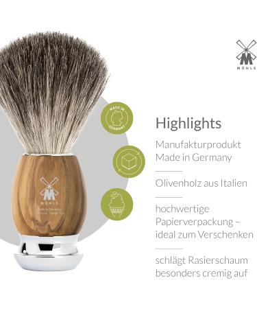 M HLE Vivo Shaving Set | Gillette Compatible | Badger Hair Brush | Olive Wood Holder & Bowl - Buy Online on GoSupps.com