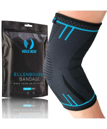 Agile Now elbow bandage stabilizes & protects the joints - non -slip tennis arm bandage for women and men - suitable for all sports such as tennis weightlifting golf & co (XL | blue) XL Blue