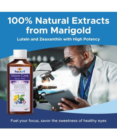 MapleLife Nutrition - Vision Care Syrup 250 ml - Source of Antioxidants - Maintain Eyesight - Promote Eye Health - Marigold Goji Blueberry Beta-Carotene - 30 ml Per Day - Buy Online on GoSupps.com