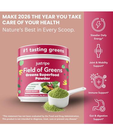 Field of Greens - Greens Powder Organic Daily Super Greens Powder Drink with Moringa Spirulina Wheat Grass Barley Grass Lemon Beet Root for Daily Nutrition - 28 Scoops (Mixed Berry Flavor) Mixed Berry 5.3 Ounce (Pack of 1) - Buy Online on GoSupps.com