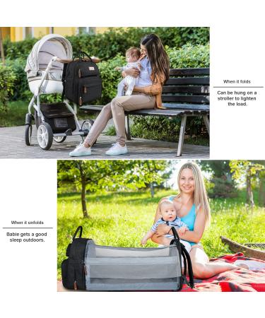 SndMor Waterproof Baby Diaper Bag Backpack - Large Unisex Design with Diaper Station & Changing Pad (Stylish Black) - Buy Online on GoSupps.com