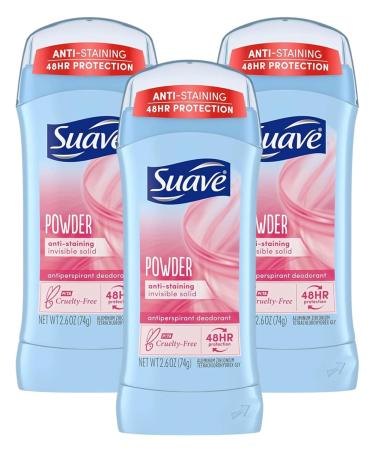 Suave Deodorant 2.6 oz 24HR Powder Invisible Solid (3 Pack) - Long-Lasting Odor Protection | International Shipping - Buy Online on GoSupps.com