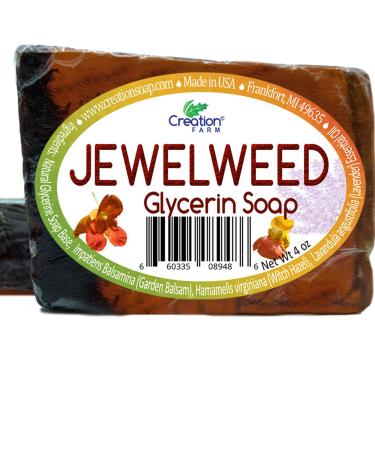 Creation Farm Jewelweed Hand Made Soap ( 2 Bars) Stop the Itch, Jewel Weed Herb Instantly removes Poison Ivy, Oak, Sumac Oils from Skin and Clothing, Quickly Soothes Rash, Itching, and Redness