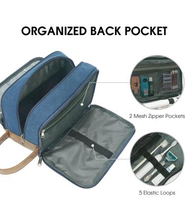 WANDF Hanging Dopp Kit Travel Toiletry Bag for Men - Water-Resistant Vegan Leather Shaving Bag - Blue - Buy Online on GoSupps.com