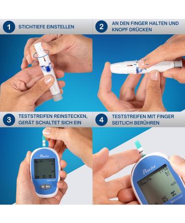 Fiabiomed Precisa - Certified Blood Sugar Measuring Device Set with 100 Test Strips & Lanzetten | High-Precision Diabetes Monitor for Home Use - Includes Stechhilfe & Carrying Case - Buy Online on GoSupps.com