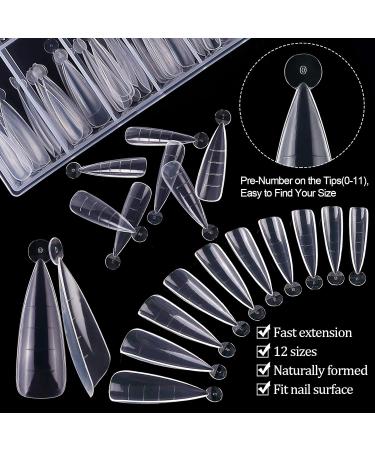 Kalolary Dual Nail Forms Set - 120PC Stiletto False Nail Tips & Pink Nail Clips with Dual-Ended Poly UV Gel Brush for Nail Art Extension - Buy Online on GoSupps.com