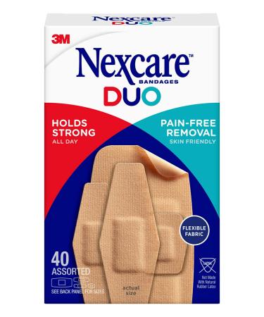Nexcare Duo Bandages, Flexible Fabric, Summer Activities, Swimming, Hold Strong 24 Hours, Pain Free Removal, Ready for Summer Cuts, and Wounds, 40 Count Assorted 40 Assorted - Buy Online on GoSupps.com