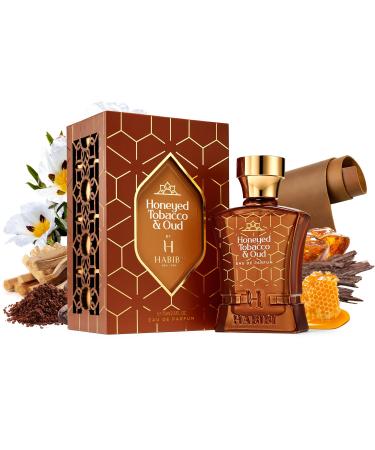 Honeyed Tobacco & Oud Arabian Cologne For Men Eau De Parfum Spray (2.5 Oz) Long-lasting Perfume For Men With Woody Smokey & Sweet Notes Exotic Valentine s Day Gifts Signature Fragrance Honeyed Tobacco and Oud