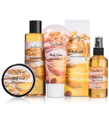 Luxury Spa Gift Baskets for Women - Honey & Almond Bath Set - 9 Piece Spa Kit with Body Wash, Bubble Bath, Lotion, and More - Buy Online on GoSupps.com