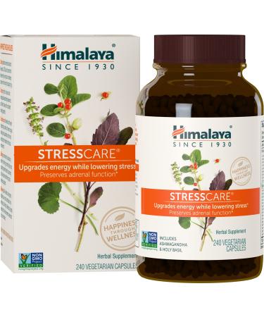 Himalaya StressCare Herbal Supplement Supports Stress Relief Energy Support Relaxation Occasional Sleeplessness Ashwagandha Holy Basil/Tulsi Gotu Kola Non-GMO Vegetarian 240 Capsules 240 Count (Pack of 1)