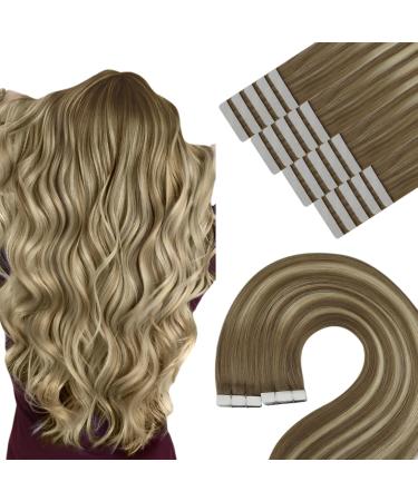 Youngsee Tape Extensions real hair ombre 30 cm real hair extensions tape medium brown ombre blond invisible tape in extensions real hair balayage tape hair recovery real hair 30g #8a/60/8a 30 cm 2- #8a/60/8a