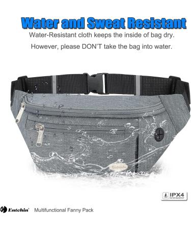Entchin Premium Fashion Fanny Pack with 4-Zipper Pockets - Grey | Waist Pack for Hiking, Running, Travel, Cycling - Unisex - Buy Online on GoSupps.com