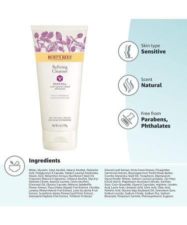 Burt's Bees Refining Cleanser with Natural Retinol | 6 oz Renewal - Buy Online on GoSupps.com