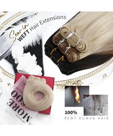 Moresoo Blonde Human Hair Weft Extensions 14 Inch - Double Weft Sew in Weave 100g - Color 60 - Pack of 1 - WEFT #60 - Buy Online on GoSupps.com