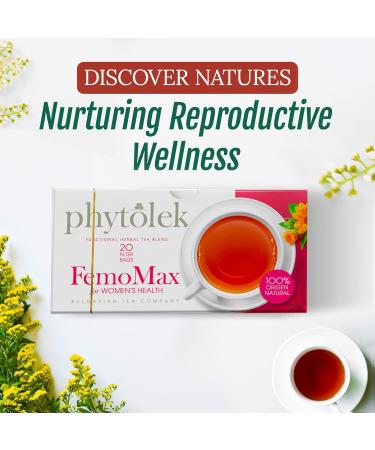 FemoMax Tea for Women's Health, Hormone Balance, and Fertility - Herbal Detox Tea with Mint, Calendula, Turmeric, Yarrow, and Liquorice - 30g, 20 Tea Bags - Buy Online on GoSupps.com