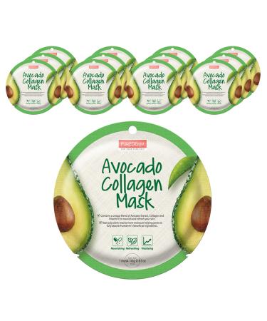 Purederm Avocado Collagen Mask (12 Pack) - Easy sheet type Korean beauty essence mask - avocado extract collagen and vitamin E ingredients delivering deep nutrition to the skin avocado extract energizes the skin and...