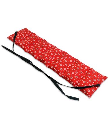 Organic Spelt Pillow 7-Chamber Heat Cushion for Back & Loin (65x15cm) - Red Hearts | Eco-Friendly Comfort - Buy Online on GoSupps.com